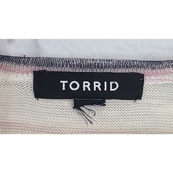 Torrid Multi Stripe Slub Knit Cardigan Women's 3X Open Front 3/4 Sleeves Stretch - Picture 5 of 7